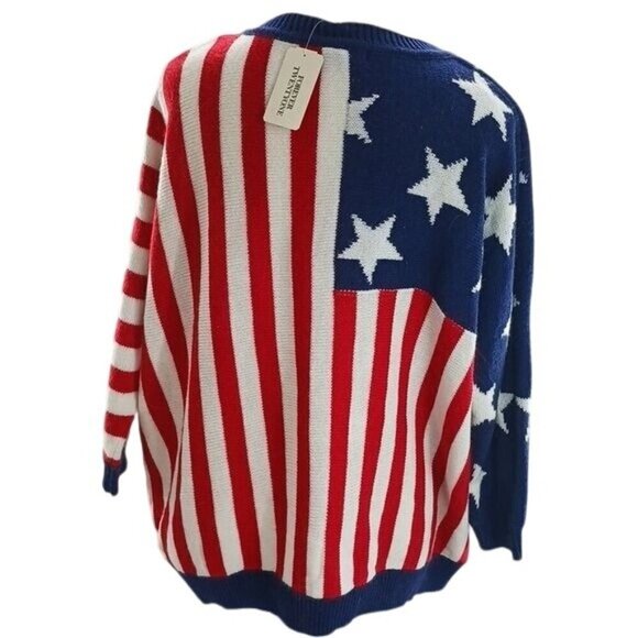 Forever 21 Unisex Sweater Size Small USA American Flag Stars Stripes Patriotic - Picture 4 of 6